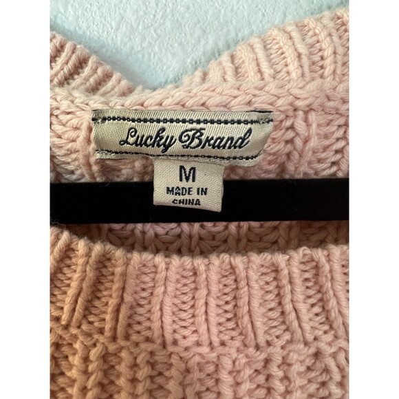 Lucky Brand Blush Pink Chunky Cable Knit Sweater 7W50969 Women's Size Medium - Picture 5 of 7